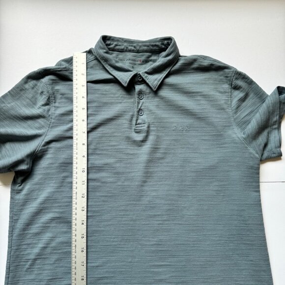 John Varvatos Polo Shirt Short Sleeve Blue Collared 3 Button 100% Cotton Sz M - Picture 10 of 13